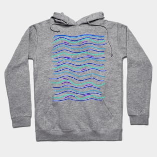 blue purple watercolor waves design Hoodie